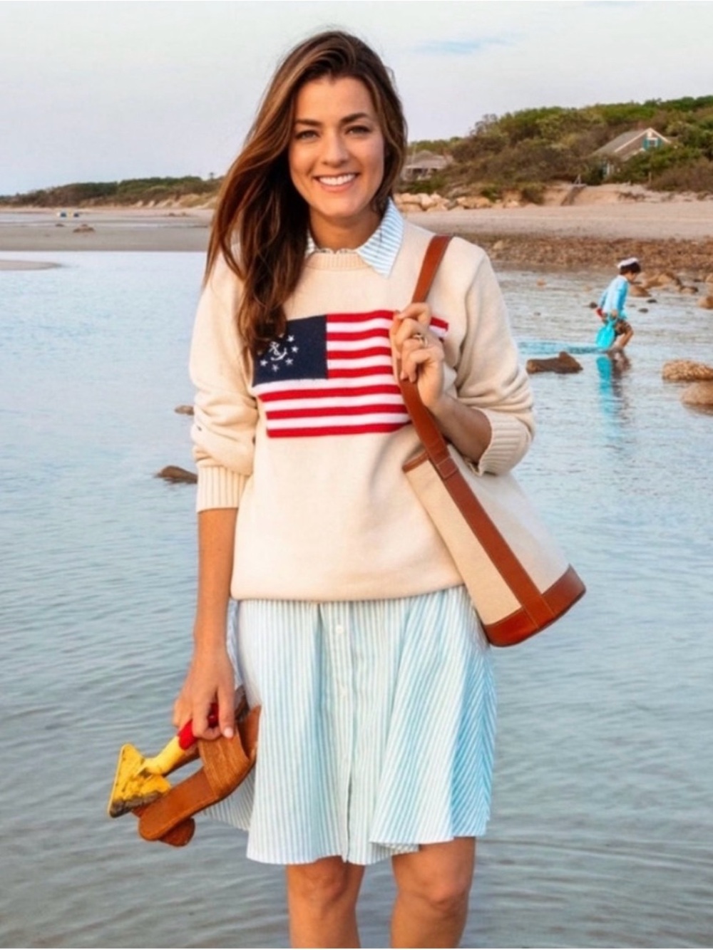 Kiel James Patrick American Yacht Flag Sweater in Cream S - Picture 2 of 14